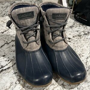 Sperry Navy and Gray Winter Boots